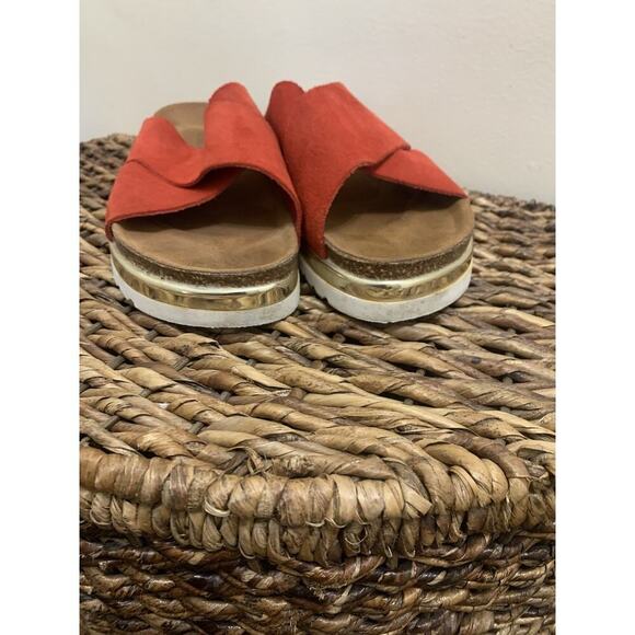 Vero Moda Red Slides Made In Spain Comfort Leather Spring Summer 7.5 /8 - Picture 5 of 8